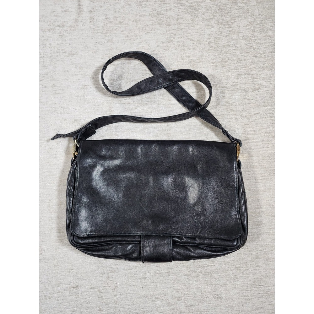 Vintage Envy Black Leather Purse Moto Boho Whimsigoth Made in Italy